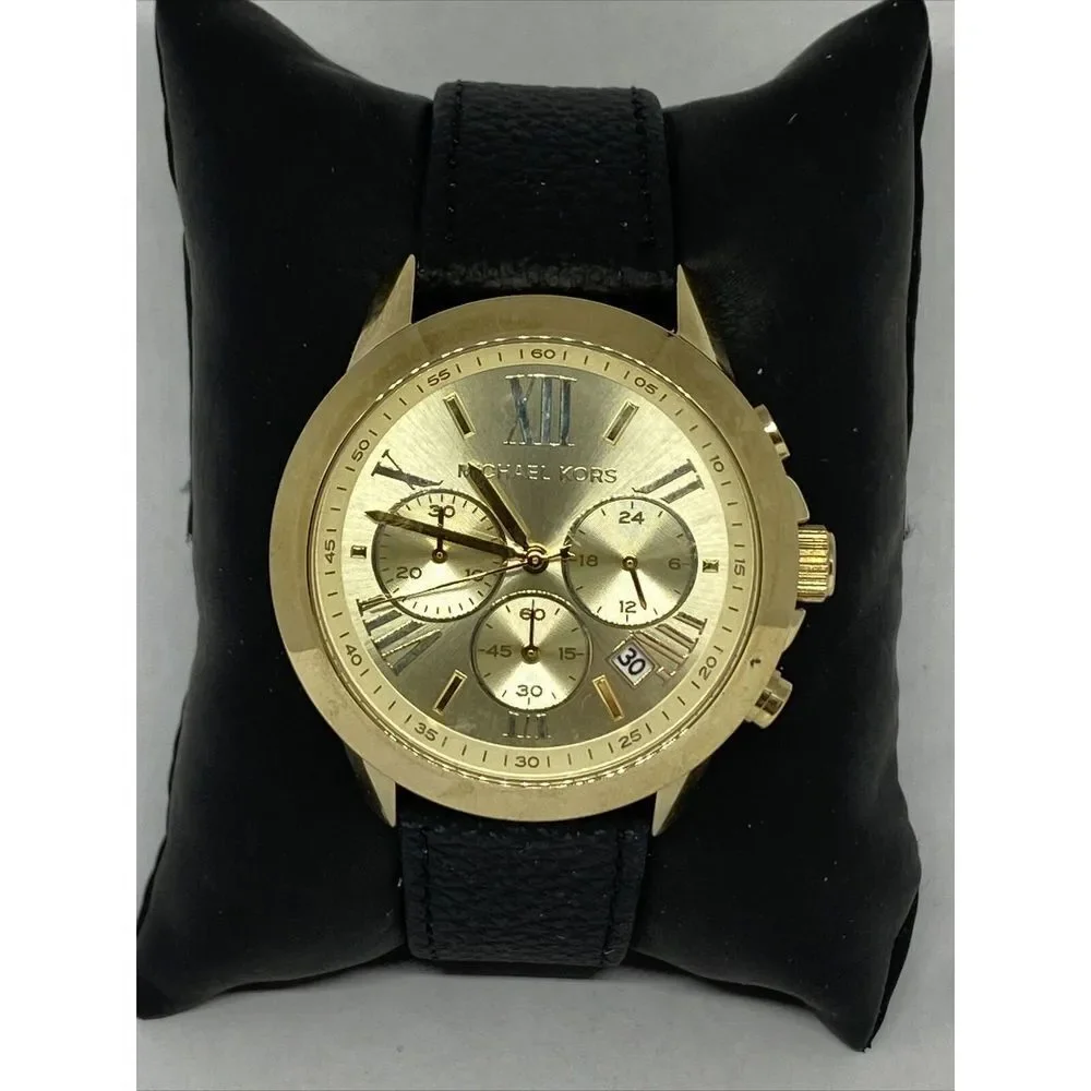 Michael Kors MK5777 Women's Black Leather Analog Dial Quartz Wrist Watch HK1056